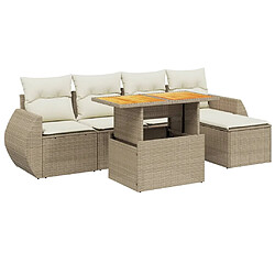 vidaXL Salon de jardin avec coussins 6 pcs beige résine tressée