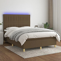 vidaXL Sommier à lattes de lit matelas et LED Marron foncé 140x200 cm 