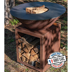 GRILL CHIC PACK PRINTEMPS Braséro barbecue Le Classique Ø 103 cm à DOUBLE CUVE en acier corten