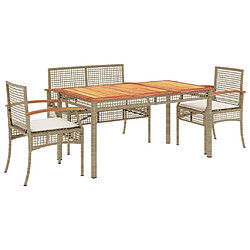 Maison Chic Ensemble à manger d'extérieur 4 pcs avec coussins,Salon de jardin,Mobilier de jardin beige résine tressée -GKD543604