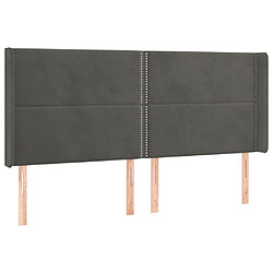 Avis Maison Chic Tête de lit scandinave à LED,meuble de chambre Gris foncé 203x16x118/128 cm Velours -MN33731