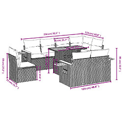 Avis vidaXL Salon de jardin avec coussins 9 pcs beige résine tressée