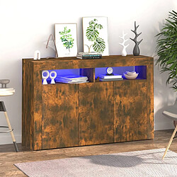 Maison Chic Buffet commode,console avec lumières LED pour rangement chêne fumé 115,5x30x75 cm -MN26331