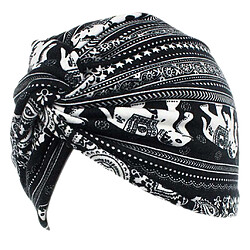 Femmes Coton Turban Head Wrap Chemo Chute De Cheveux Casquettes De Sommeil Éléphant Noir pas cher