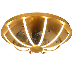 Universal Lampe ventilateur de plafond ultra-mince de 60 cm, 220V, 64W LED, vitesse du vent à trois vitesses, lampe ventilateur de plafond tricolore, salle à manger, chambre à coucher, balcon, acrylique, or 