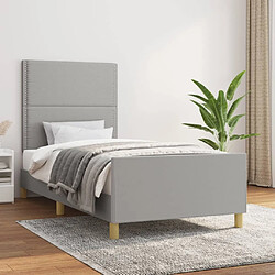 Maison Chic Cadre/structure de lit avec tête de lit pour adulte - Lit Moderne Chambre Gris clair 80x200 cm Tissu -MN47302