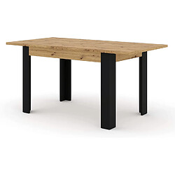 BIM FURNITURE Table à rallonge Nuka H 120 - 160 cm en chêne artisan noir