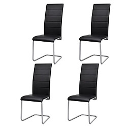 vidaXL Chaises à manger cantilever lot de 4 noir similicuir