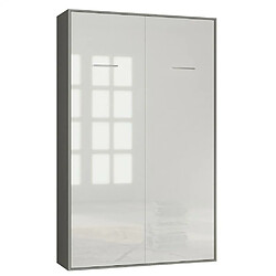 Inside 75 Armoire lit escamotable SMART-V2 structure gris graphite mat, façade Gloss blanc brillant 140*200 cm 