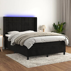 vidaXL Sommier à lattes de lit matelas et LED Noir 140x200 cm Velours 