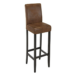 Acheter Vente-Unique Lot de 2 tabourets de bar SANTOS - Microfibre aspect cuir vieilli - Pieds bois foncé