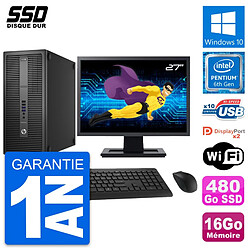 PC Tour HP EliteDesk 800 G2 Ecran 27" G4400 RAM 16Go SSD 480Go Windows 10 Wifi - Occasion