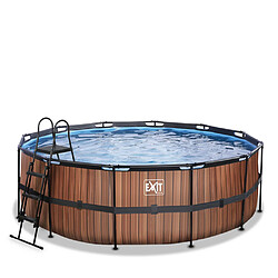 EXIT Piscine Wood ø427x122cm avec pompe filtrante à sable - marron