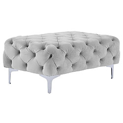 Vente-Unique Pouf chesterfield en velours gris clair EDWINA