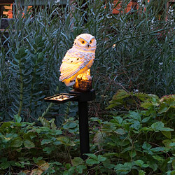 HI Lampe de jardin à LED solaire en forme de chouette Blanc