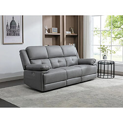 Vente-Unique Canapé 3 places relax électrique en tissu gris DOLENE