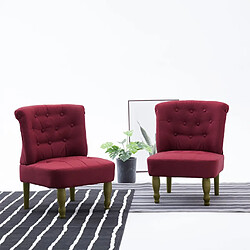 vidaXL Chaises françaises lot de 2 rouge bordeaux tissu