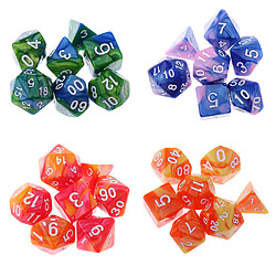 28pcs Jeux de Dés Polyédriques Dice Set en Acryliqu Coloré ( D4 + D6 + D8 + D10 + D12 + D20 ) Dés polyédriques