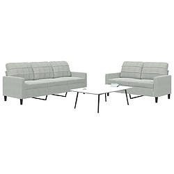 vidaXL Ensemble de canapés 2 pcs avec coussins Gris clair Velours