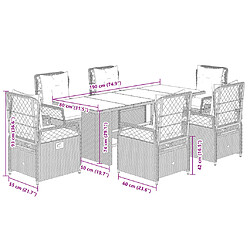 vidaXL Ensemble à manger de jardin et coussins 7 pcs gris rotin pas cher