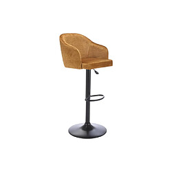 Vente-Unique Tabouret de bar en tissu et métal - Hauteur réglable - Jaune moutarde et noir - CARSTEN 