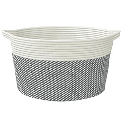 Avis vidaXL Panier de rangement gris et blanc Ø40x25 cm coton