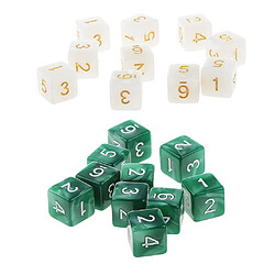 20 pièces dés six faces d6 pour jouer à d u0026 d jeu de fête rpg blanc et vert