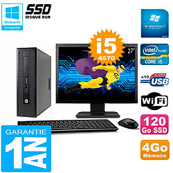 PC HP EliteDesk 800 G1 SFF Ecran 27" Core I5-4570 4Go Disque 120 Go SSD Wifi W7 · Occasion 