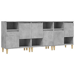 vidaXL Buffets 3 pcs gris béton 60x35x70 cm bois d'ingénierie