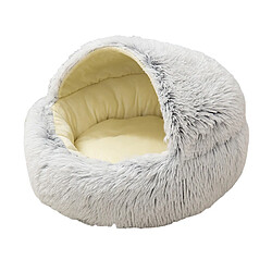 Coussin rond en peluche pour chien et chat à capuche