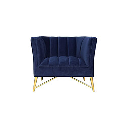 La Maison Du Canapé Fauteuil En Velours Alaia - Bleu Foncé Bleu - Angle Droite