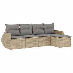 vidaXL Salon de jardin avec coussins 5 pcs beige résine tressée