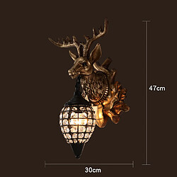 Universal Lampe de chevet Lucky Deer Head de 30 cm, 220V E14 Résine Country, Lampe d'allée de salon de bar personnalisée, pas de source lumineuse.