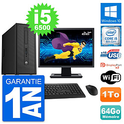 PC Tour HP 800 G2 Ecran 22" Intel i5-6500 RAM 64Go Disque Dur 1To Windows 10 Wifi · Occasion 