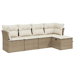 vidaXL Salon de jardin avec coussins 5 pcs beige résine tressée 