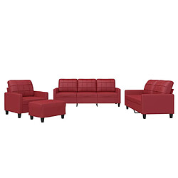 vidaXL Ensemble de canapés 4 pcs et coussins Rouge bordeaux Similicuir