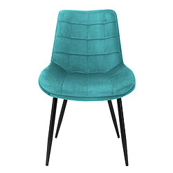 Chaises de salle à manger avec dossier Lot de 2 Turquoise Revêtement velours avec pieds métal ML-Design