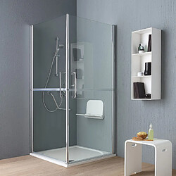 Kiamami Valentina CABINE DE DOUCHE POUR HANDICAPÉES OU PERSONNES AGÉES 90x90 EN VERRE AVEC DOUBLE OUVERTURE BATTENTE