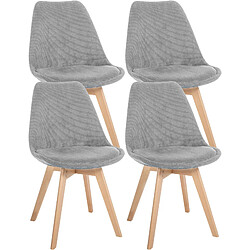 Decoshop26 Lot de 4 chaises de salle à manger style scandinave en velours côtelé gris clair CDS10393