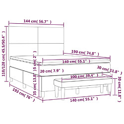 vidaXL Sommier à lattes de lit avec matelas Gris clair 140x190cm Tissu pas cher