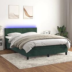 vidaXL Sommier à lattes de lit avec matelas LED Vert foncé 140x190 cm 