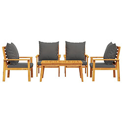 Avis Maison Chic Salon de jardin avec coussins 5 pcs, Ensemble Tables et chaises de jardin,, Ensemble Tables et chaises de jardin, Bois d'acacia solide -GKD624517