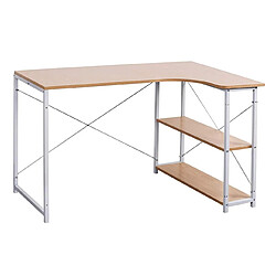 Helloshop26 Bureau d'ordinateur avec deux étagères 120 cm MDF beige 19_0000561