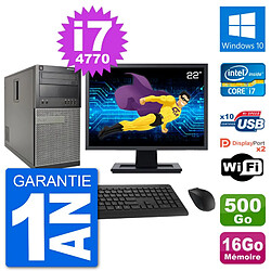 PC Tour Dell 7020 Ecran 22" Intel i7-4770 RAM 16Go Disque 500Go Windows 10 Wifi · Occasion 