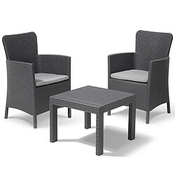 Allibert Mobilier de jardin ""Salvador"" 3 pièces Graphite