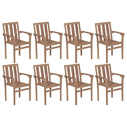 Maison Chic Lot de 8 Chaises de jardin avec coussins,Fauteuil d'extérieur empilables Teck solide -MN74806