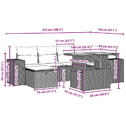 vidaXL Salon de jardin avec coussins 7 pcs gris résine tressée pas cher