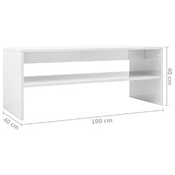 vidaXL Table basse Blanc brillant 100x40x40 cm Bois d’ingénierie pas cher