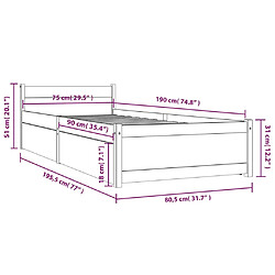 vidaXL Cadre de lit sans matelas avec tiroirs pas cher