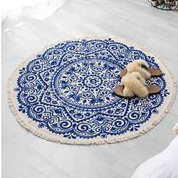 Acheter Universel Tapis rond marocain 60cm Tissu de coton à franges bohème Tapis tapis de porte Décoration Gouttes | Tapis (bleu)